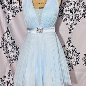 BABY BLUE MESH FIT AND FLAIR DRESS FROM TEASE ME SIZE 5 NWOT